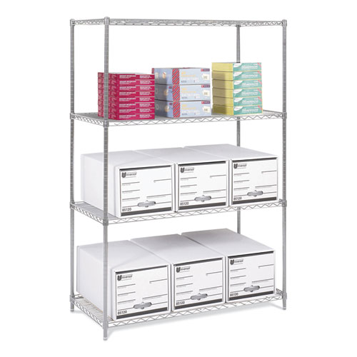Industrial Wire Shelving, FourShelf, 48w x 24d x 72h, Metallic Gray