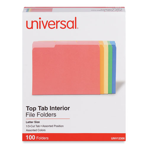Interior File Folders, 1/3Cut Tabs Assorted, Letter Size, 11pt Stock