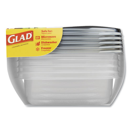 Glad® Home Collection Food Storage Containers With Lids, Medium Square, 25 Oz, Clear/Metallic