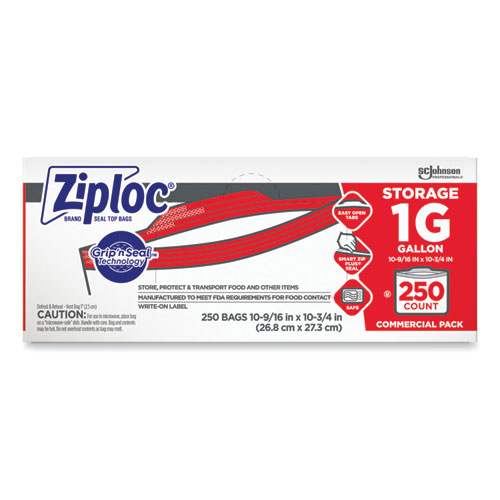 Ziploc® Double Zipper Storage Bags, 1 gal, 1.75 mil, 10.56" x 10.75