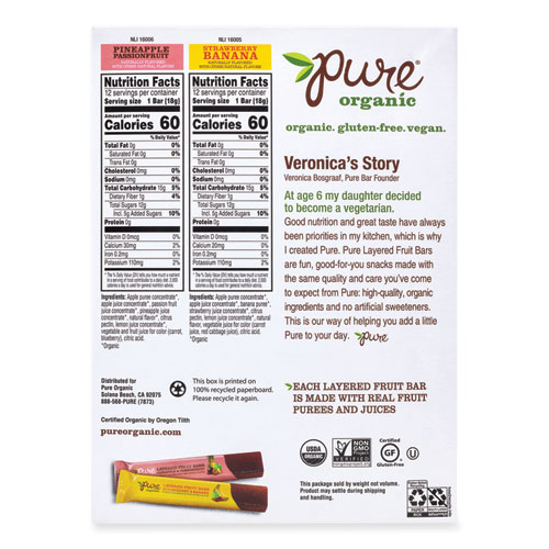 Layered Fruit Bars Variety Pack, Pineapple Passionfruit/Strawberry