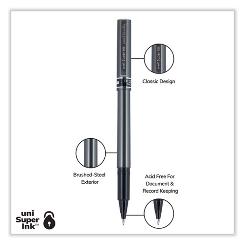 Deluxe Roller Ball Pen, Stick, ExtraFine 0.5 mm, Black Ink, Metallic