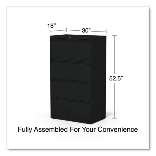Lateral File, 4 Legal/LetterSize File Drawers, Black, 30" x 18.63" x 52.5"