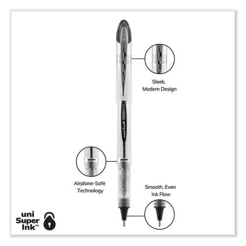VISION ELITE Hybrid Gel Pen, Stick, Bold 0.8 mm, Black Ink, White/Black