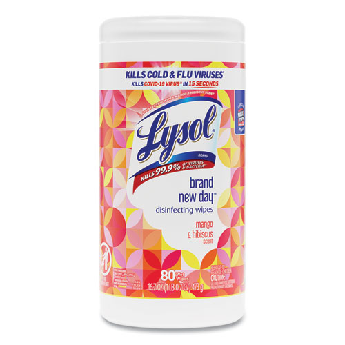 LYSOL® Brand Disinfecting Wipes, 1Ply, 7 x 7.25, Mango and Hibiscus