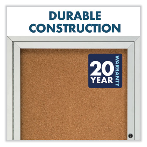 Enclosed Indoor Cork Bulletin Board with One Hinged Door, 24 x 36, Tan