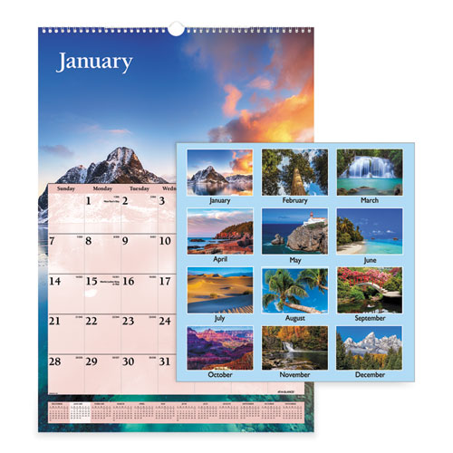 Scenic Monthly Wall Calendar, Scenic Landscape Photography, 12 x 17