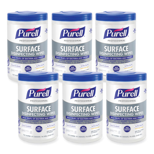 PURELL® Professional Surface Disinfecting Wipes, 1Ply, 7 x 8, Fresh