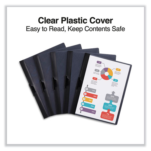 ClipStyle Report Cover, Clip Fastener, 8.5 x 11, Clear/Black, 5/Pack