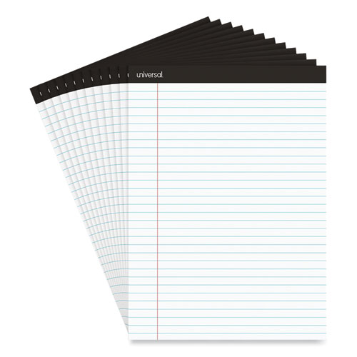 Premium Ruled Writing Pads with HeavyDuty Back, Wide/Legal Rule, Black