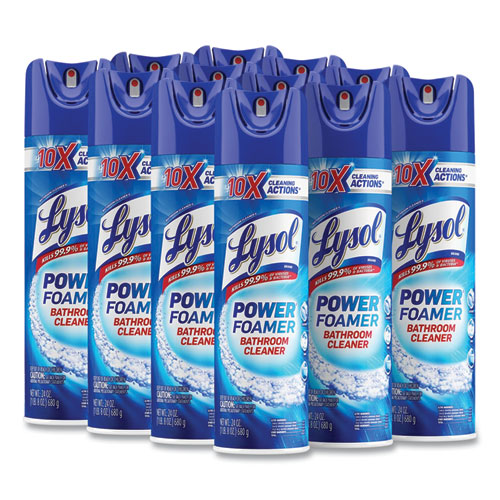 LYSOL® Brand Power Foam Bathroom Cleaner, 24 oz Aerosol Spray, 12