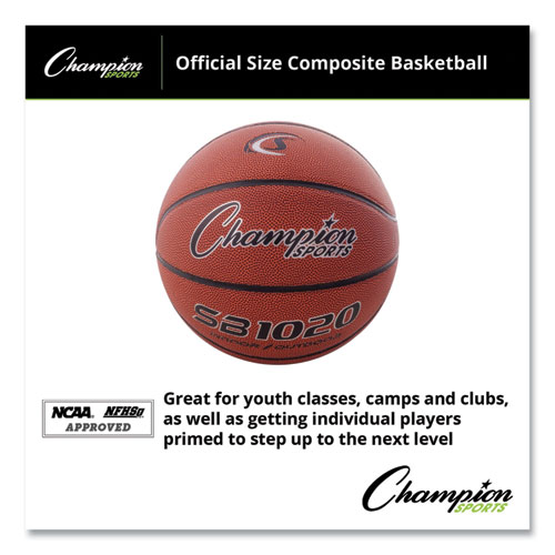 Composite Basketball, Official Size, Brown Balls Champion Sports