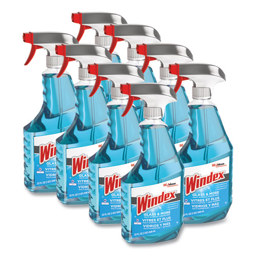 Windex® AmmoniaD Glass Cleaner, Fresh, 32 oz Spray Bottle, 8/Carton