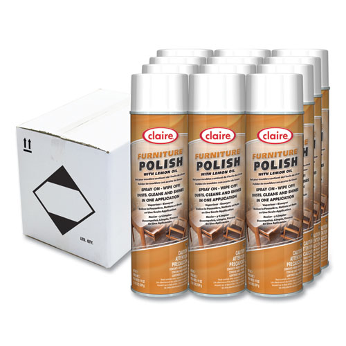 Claire® Furniture Polish with Lemon Oil, Lemon Scent; 19 oz Aerosol