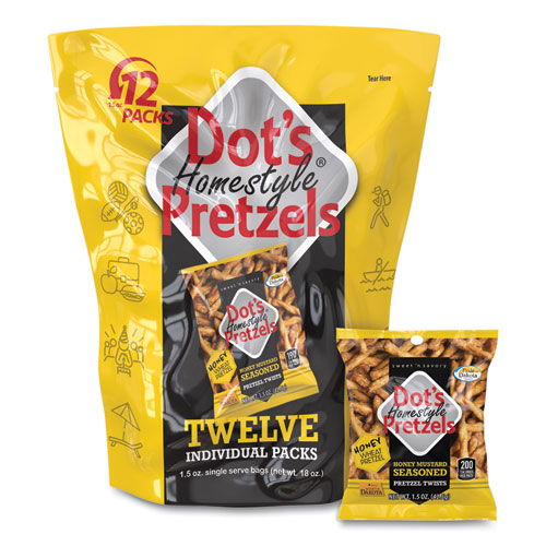 Dot's Pretzels® Honey Mustard Pretzels, Honey Mustard, 1.5 oz Bag, 12