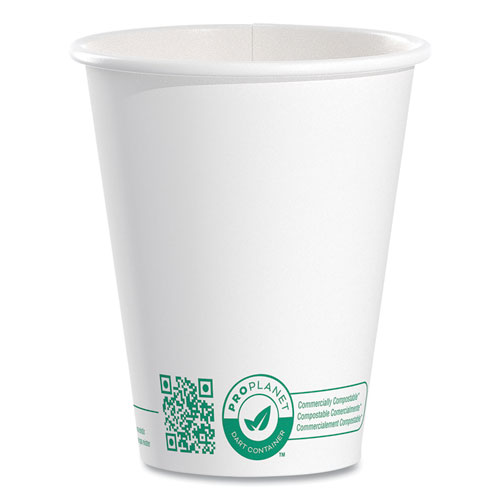 SOLO® Compostable Paper Hot Cups, Seal, 8 oz, White/Green
