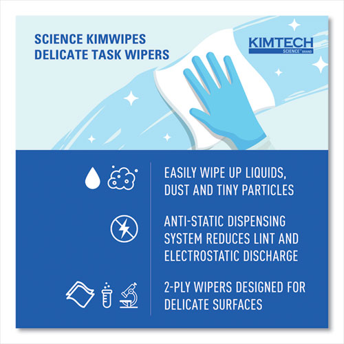 Kimwipes Delicate Task Wipers, 2 Ply, 14.7 x 16.6, Unscented, White