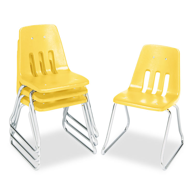 9600 Classic Series Classroom Chairs, 16" Seat Height, Squash/chrome, 4