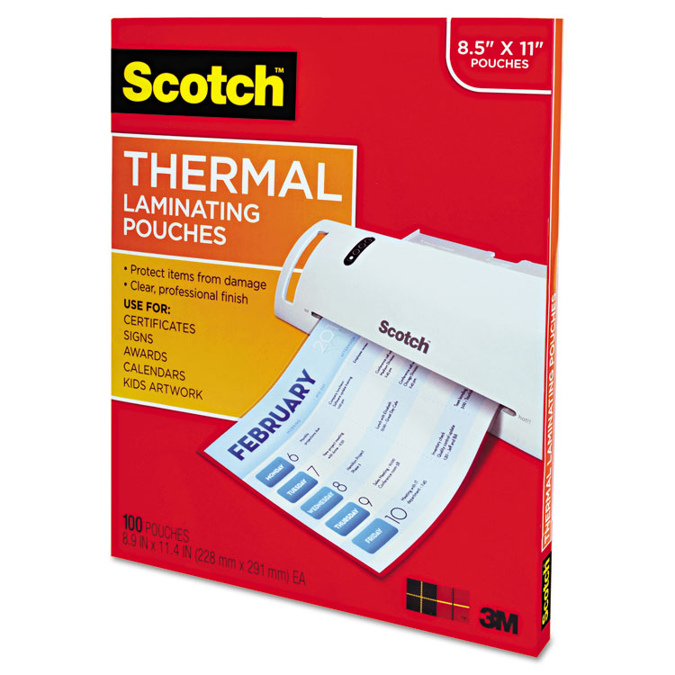 Letter Size Thermal Laminating Pouches, 3 mil, 11 1/2 x 9, 100 per Pack