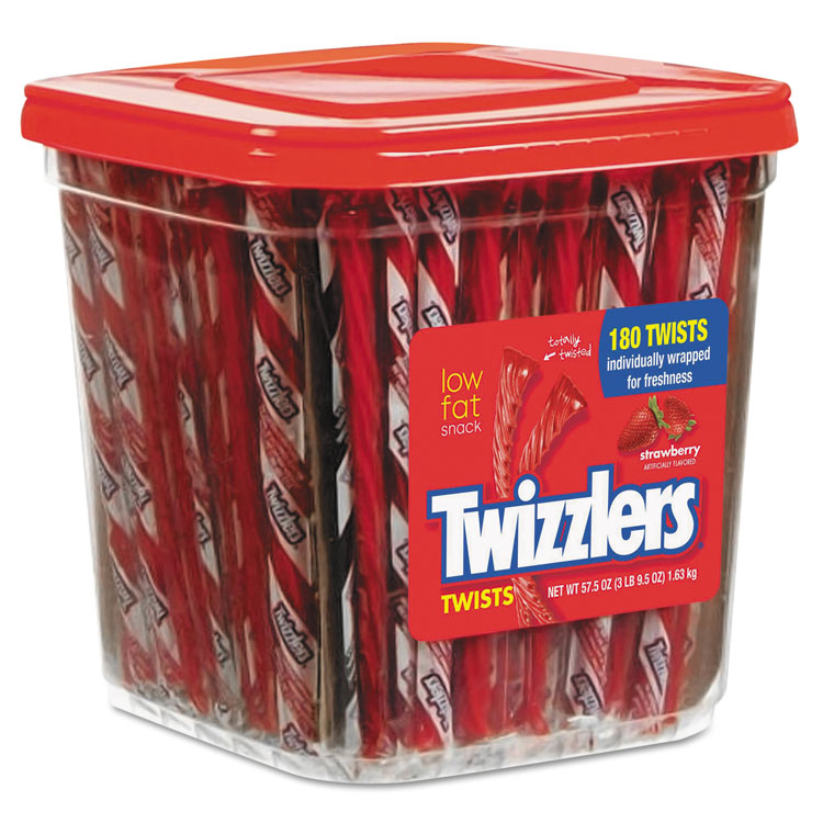 Strawberry Twizzlers Licorice, Individually Wrapped, 180/Tub, 57.5 oz