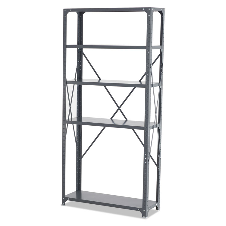 Commercial Steel Shelving Unit, FiveShelf, 36w x 12d x 75h, Dark Gray