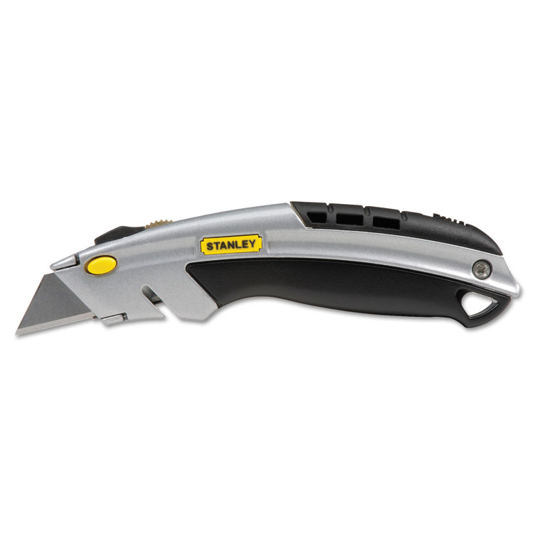 Curved QuickChange Utility Knife, Stainless Steel Retractable Blade, 3