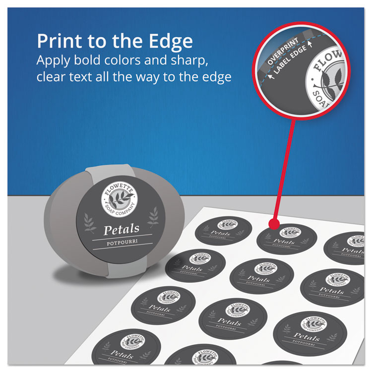 [AVE22808 Avery® 22808 Recycled Round Printtothe Edge Labels HILL
