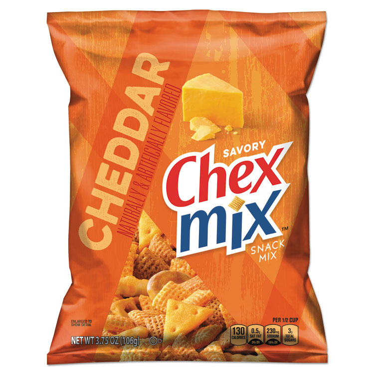 Chex Mix, Cheddar Flavor Trail Mix, 3.75 oz Bag, 8/Box AVTSN14839ES