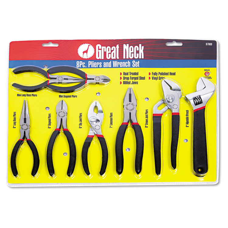 8Piece Steel Pliers and Wrench Tool Set ELEVATE Marketplace