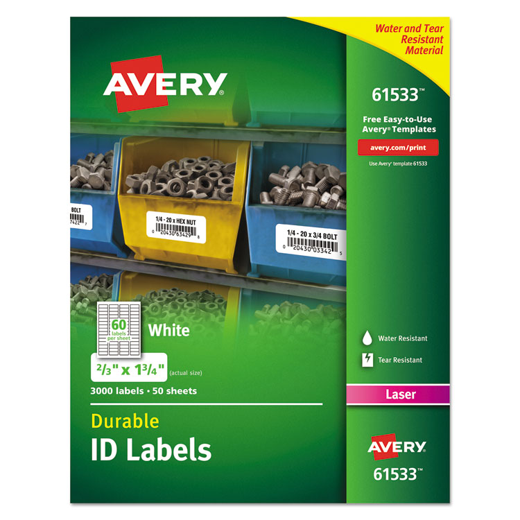 Permanent Id Labels W/trueblock Technology, Laser, 2/3 X 1 3/4 , 3000
