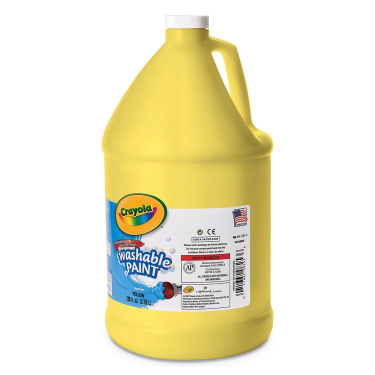 Washable Paint, Yellow, 1 gal Bottle CYO542128034ES