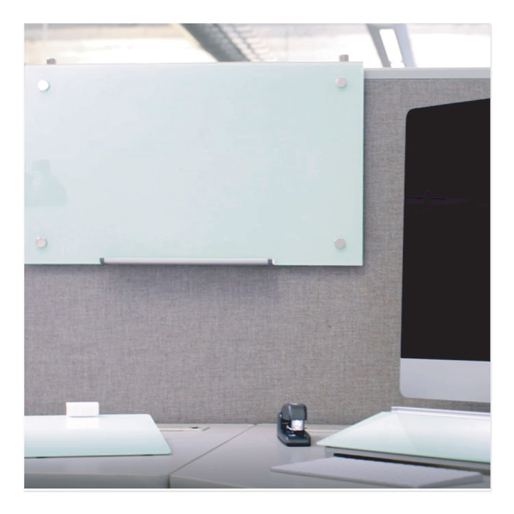 Infinity Glass Dry Erase Cubicle Board, 30 x 18, White Surface