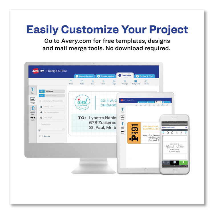 AVE8160 Avery® 8160 Easy Peel White Address Labels w/ Sure Feed Technology, Inkjet Printers, 1