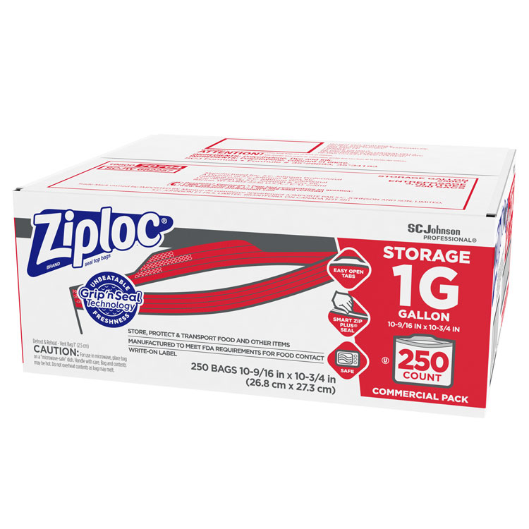 SJN682257 Ziploc® 682257 Double Zipper Storage Bags, 1 gal, 1.75 mil