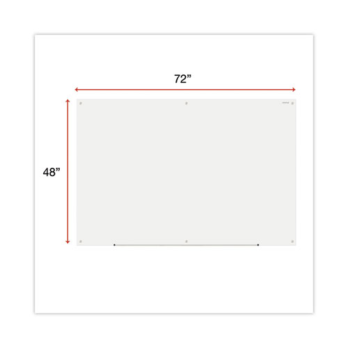 Perry Office Plus Frameless Glass Marker Board, 72" x 48", White Surface