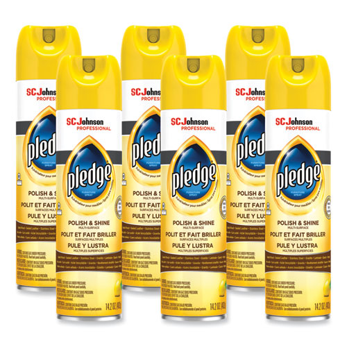 Pledge® Furniture Polish, Lemon, 14.2 oz Aerosol Spray, 6/Carton Tri