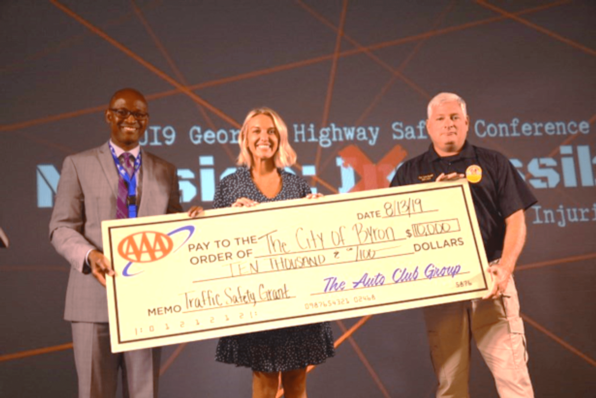 AAA AWARDS BYRON POLICE DEPARTMENT WITH TRAFFIC SAFETY GRANT