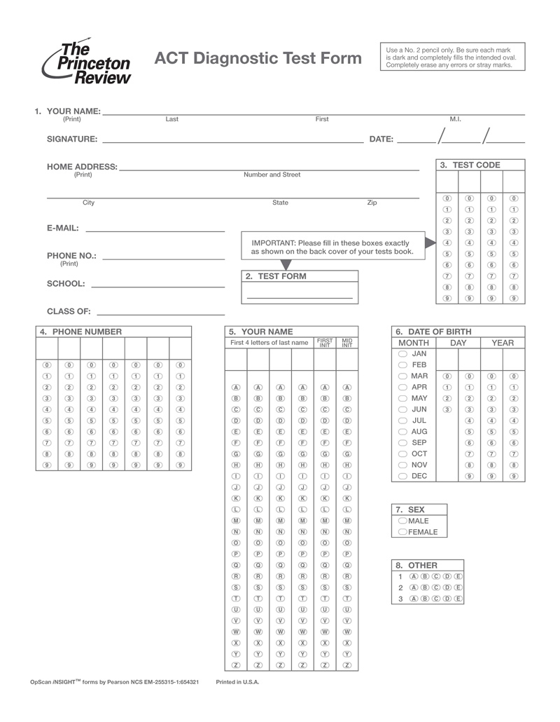 Extended ebook content for Cracking the ACT, 2013 Edition Diagnostic Test Form 2