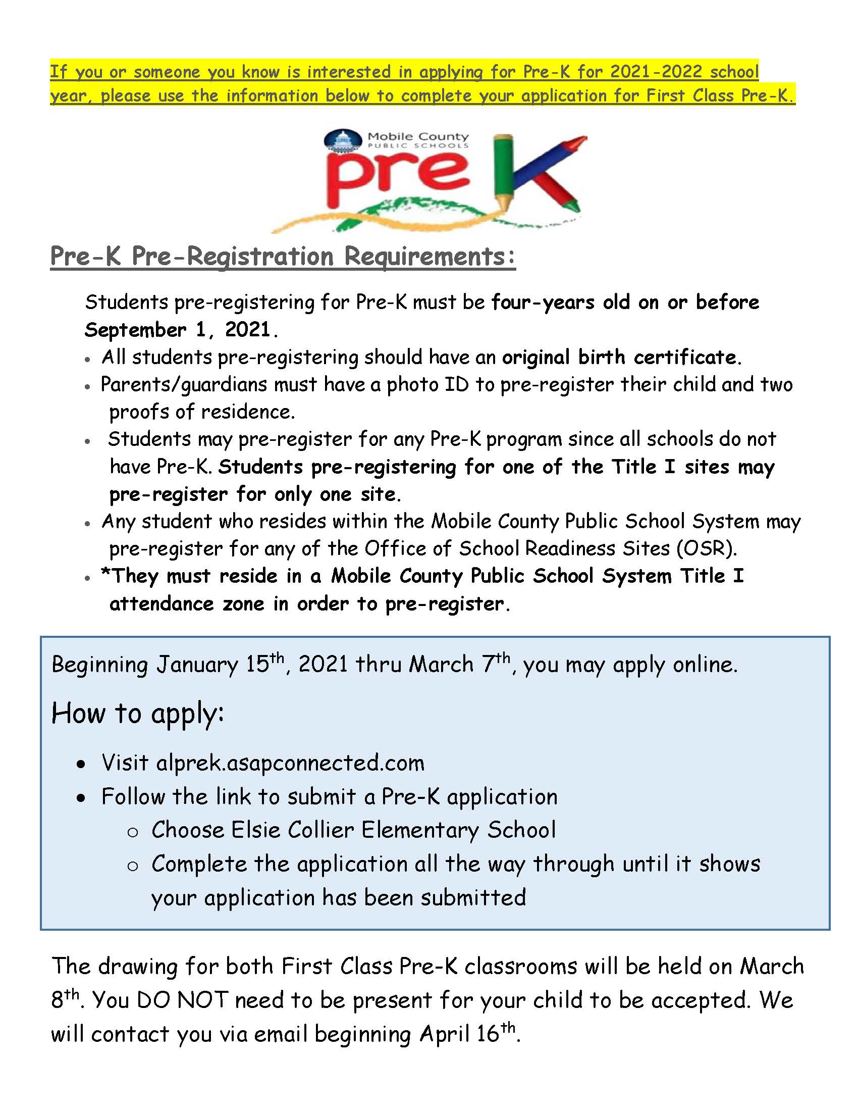 PreK Information