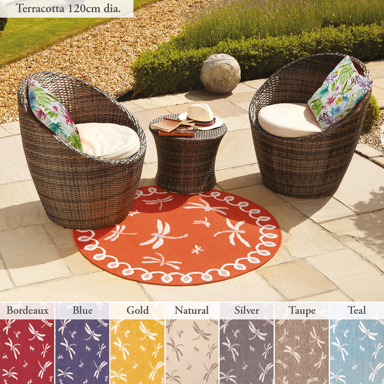 160 x 160cm Dragonfly Outdoor Rug Scott's of Stow