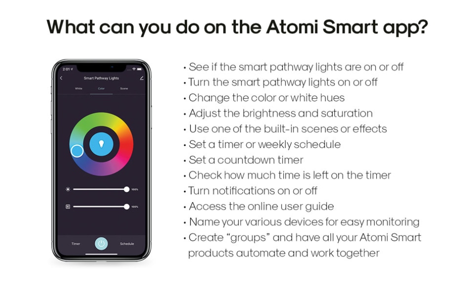 Atomi Smart Color Changing LED Pathway Lights, 4pack Starter Kit