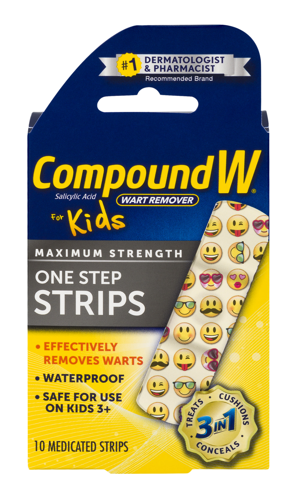 Compound W One Step Wart Remover Strips for Kids, 10 Medicated Strips