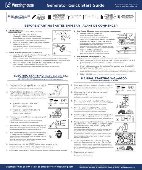 Westinghouse WGen9500 Heavy Duty Portable Generator - 9500 Rated Watts