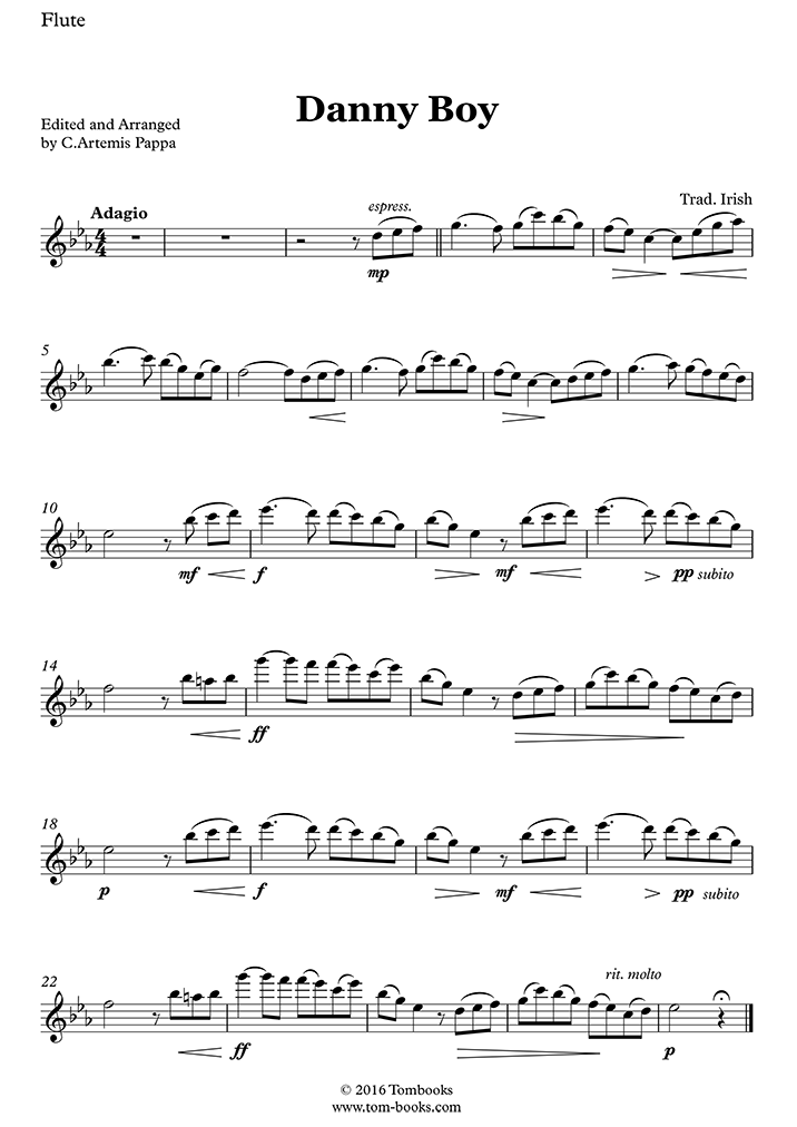 Oh Danny Boy (Traditional) Flute Sheet Music