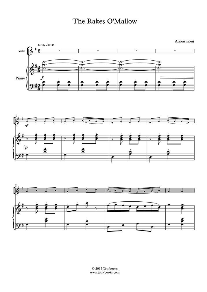 The Rakes O' Mallow part) (Unknown artist) Piano Sheet