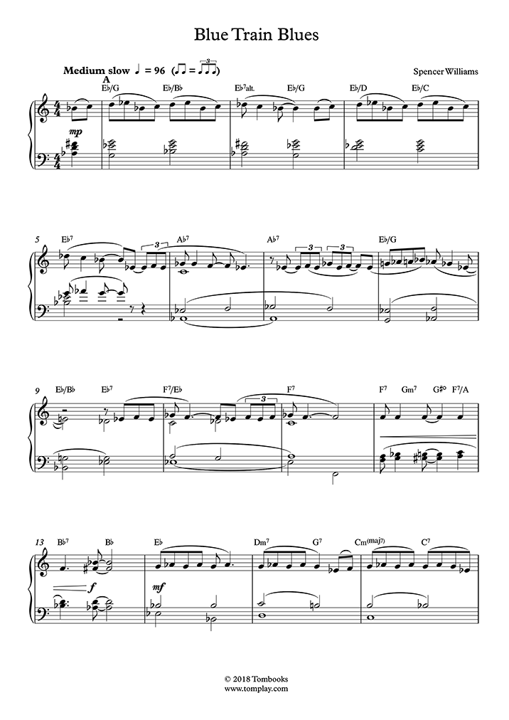 Blue Train Blues (Williams (Spencer)) Piano Sheet Music