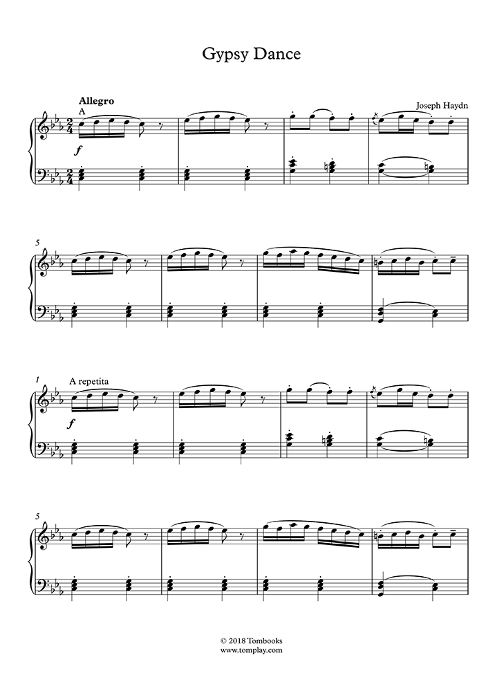 Gypsy Dance (하이든) 피아노 악보