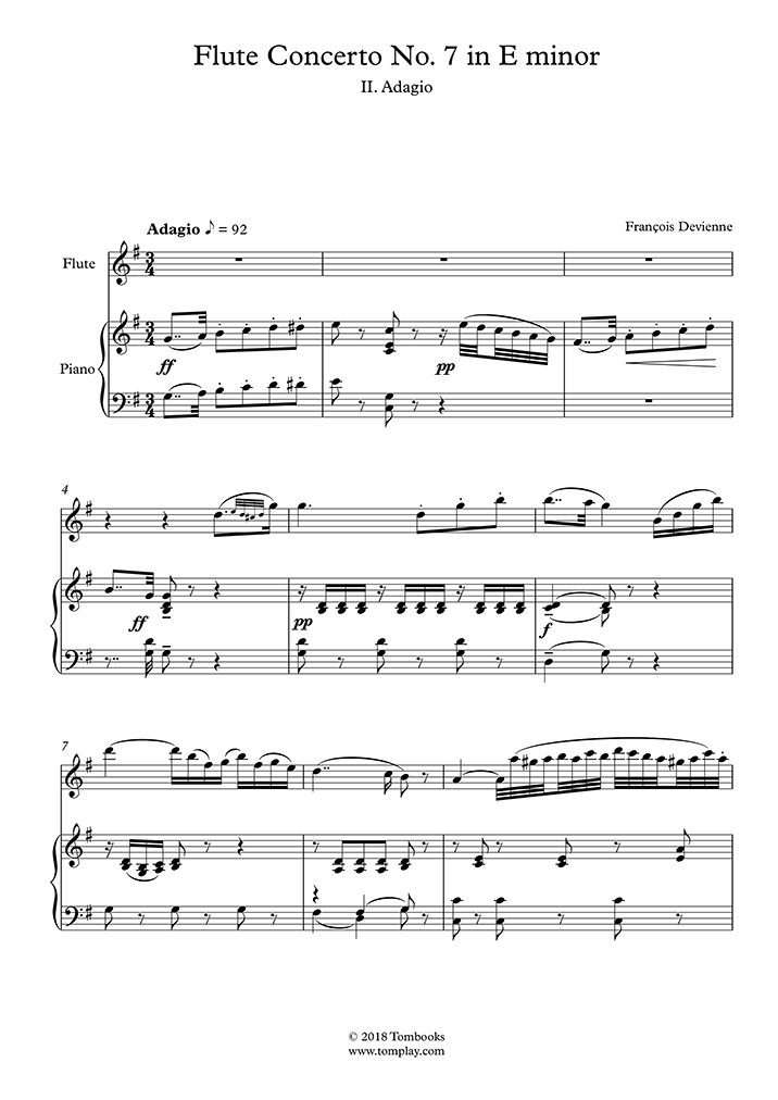 Flute Concerto No. 7 in E minor II. Adagio (Devienne) Spartito per