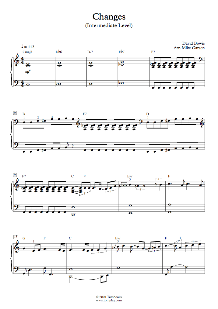 Changes (Intermediate Level, with Orchestra) (David Bowie) Piano