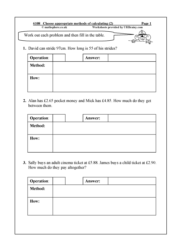 Choose appropriate methods of calculating (2) Reasoning/Problem